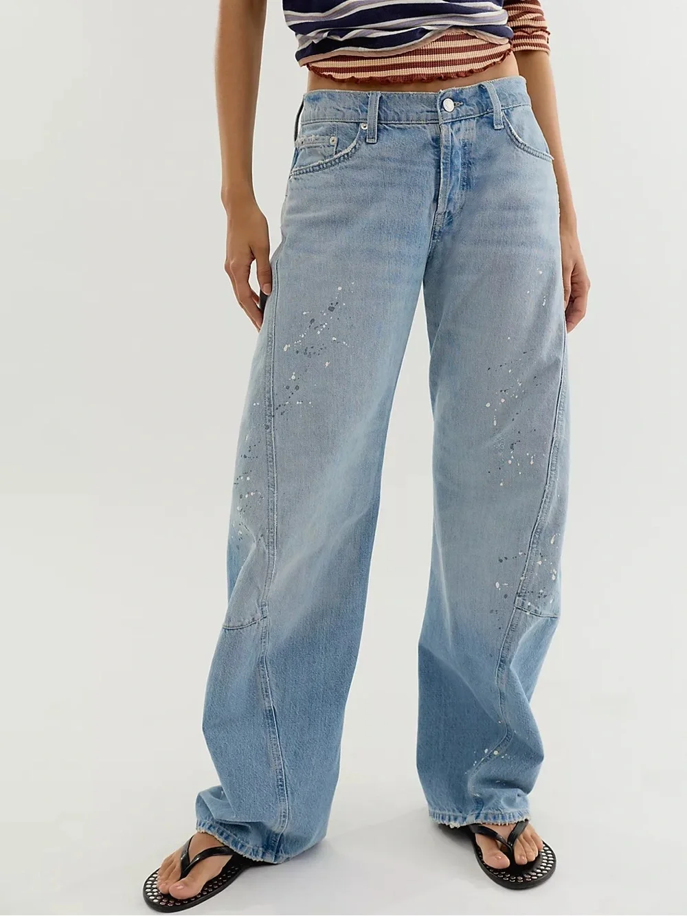 Free People We The Free Fable Low-Rise Twisted Bowed Jeans